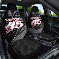 Custom Bike Shirt Racing Motocross Car Seat Cover American Flag and Black Hexagon Lightning Graphic Design - Wonder Print Shop