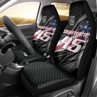 Custom Bike Shirt Racing Motocross Car Seat Cover American Flag and Black Hexagon Lightning Graphic Design - Wonder Print Shop