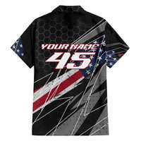 Custom Bike Shirt Racing Motocross Family Matching Long Sleeve Bodycon Dress and Hawaiian Shirt American Flag and Black Hexagon Lightning Graphic Design - Wonder Print Shop