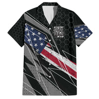 Custom Bike Shirt Racing Motocross Family Matching Off The Shoulder Long Sleeve Dress and Hawaiian Shirt American Flag and Black Hexagon Lightning Graphic Design - Wonder Print Shop