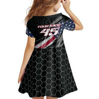 Custom Bike Shirt Racing Motocross Family Matching Off Shoulder Maxi Dress and Hawaiian Shirt American Flag and Black Hexagon Lightning Graphic Design - Wonder Print Shop