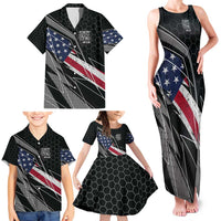 Custom Bike Shirt Racing Motocross Family Matching Tank Maxi Dress and Hawaiian Shirt American Flag and Black Hexagon Lightning Graphic Design - Wonder Print Shop