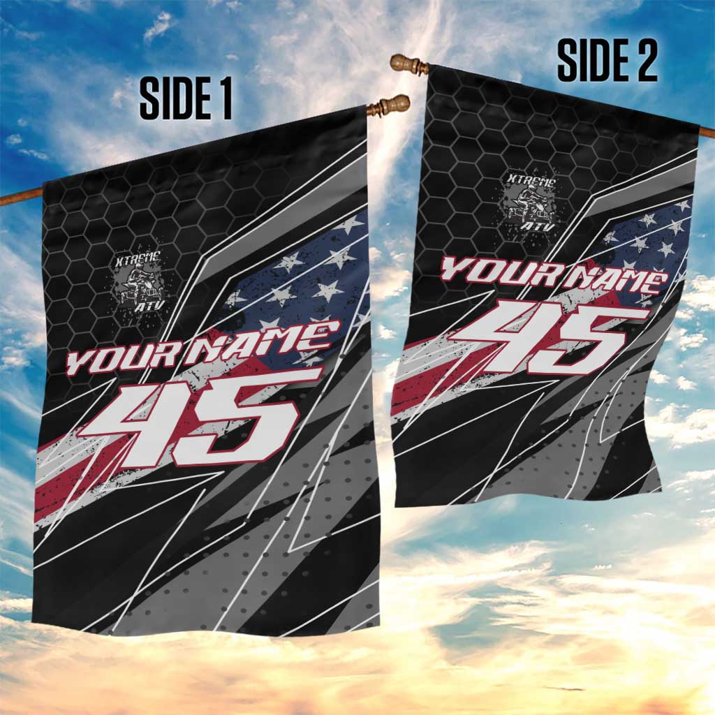 Custom Bike Shirt Racing Motocross Garden Flag American Flag and Black Hexagon Lightning Graphic Design - Wonder Print Shop