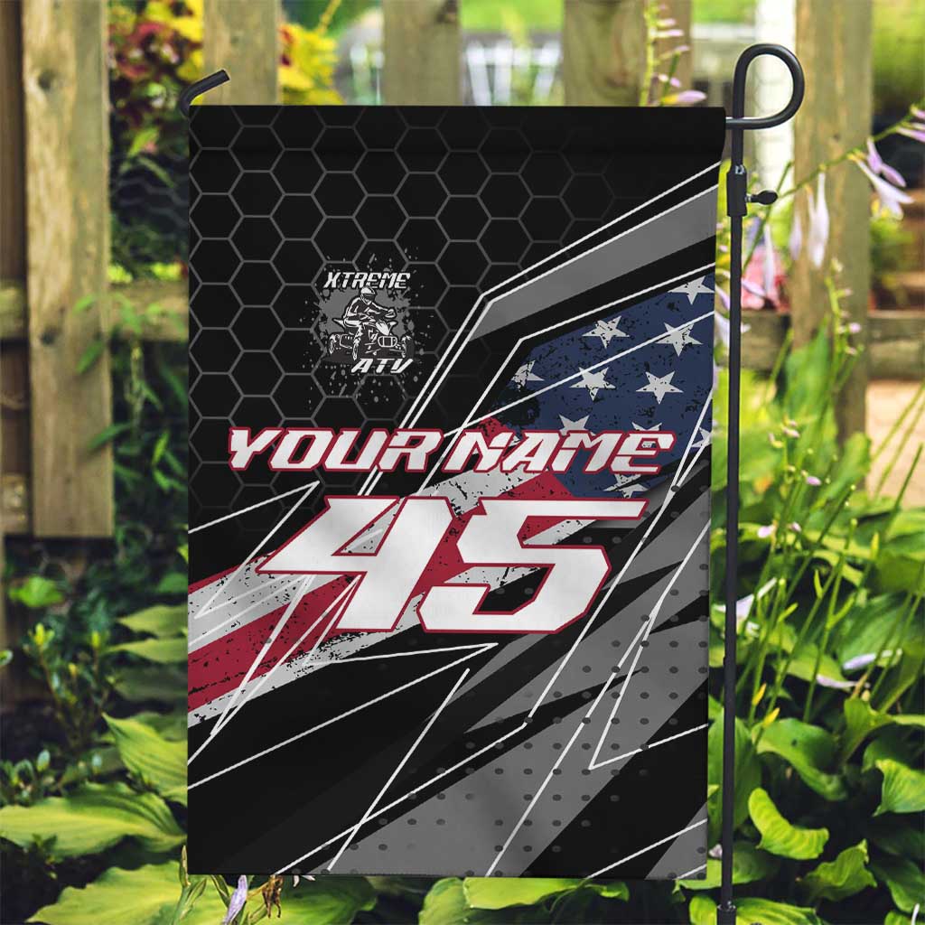 Custom Bike Shirt Racing Motocross Garden Flag American Flag and Black Hexagon Lightning Graphic Design - Wonder Print Shop