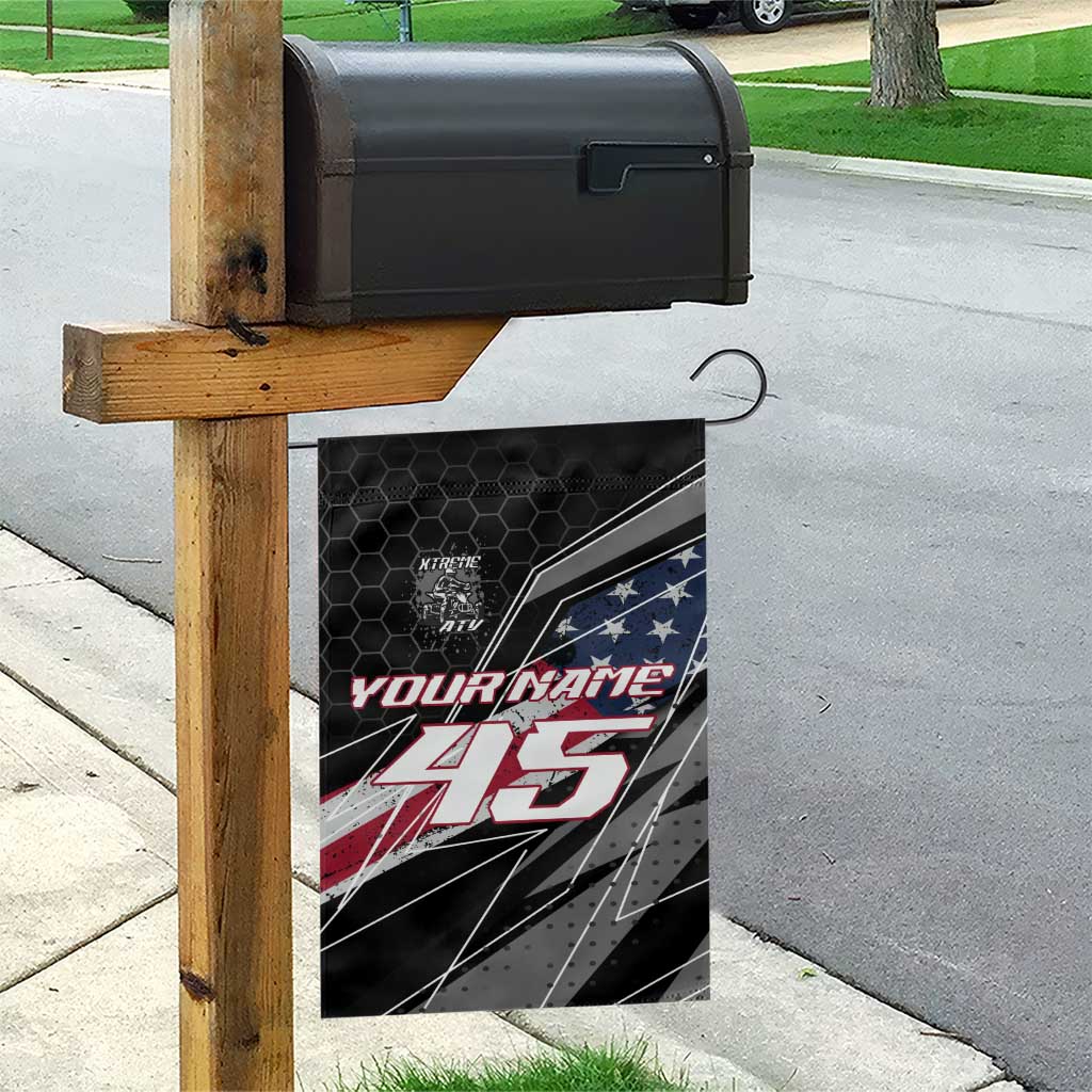 Custom Bike Shirt Racing Motocross Garden Flag American Flag and Black Hexagon Lightning Graphic Design - Wonder Print Shop