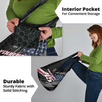 Custom Bike Shirt Racing Motocross Grocery Bag American Flag and Black Hexagon Lightning Graphic Design - Wonder Print Shop