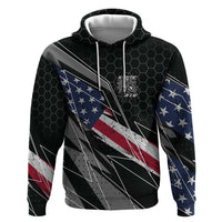 Custom Bike Shirt Racing Motocross Hoodie American Flag and Black Hexagon Lightning Graphic Design - Wonder Print Shop