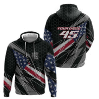 Custom Bike Shirt Racing Motocross Hoodie American Flag and Black Hexagon Lightning Graphic Design - Wonder Print Shop