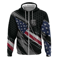 Custom Bike Shirt Racing Motocross Hoodie American Flag and Black Hexagon Lightning Graphic Design - Wonder Print Shop