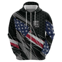 Custom Bike Shirt Racing Motocross Hoodie American Flag and Black Hexagon Lightning Graphic Design - Wonder Print Shop
