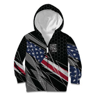 Custom Bike Shirt Racing Motocross Kid Hoodie American Flag and Black Hexagon Lightning Graphic Design - Wonder Print Shop