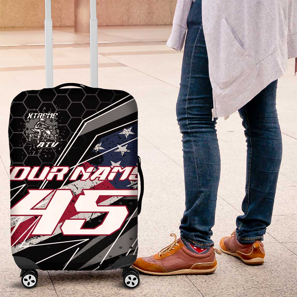 Custom Bike Shirt Racing Motocross Luggage Cover American Flag and Black Hexagon Lightning Graphic Design - Wonder Print Shop