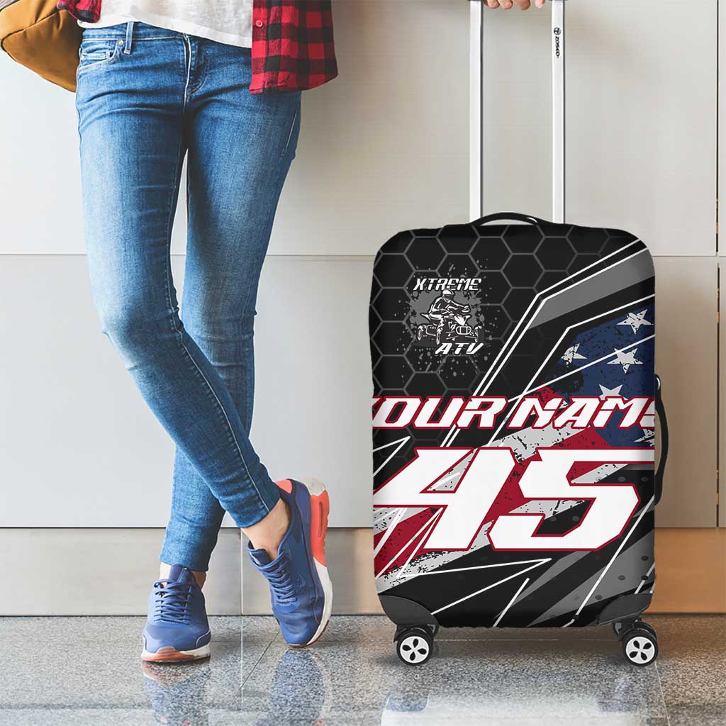 Custom Bike Shirt Racing Motocross Luggage Cover American Flag and Black Hexagon Lightning Graphic Design - Wonder Print Shop