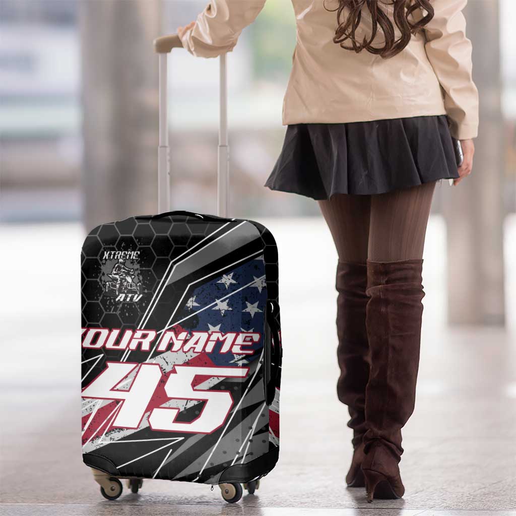 Custom Bike Shirt Racing Motocross Luggage Cover American Flag and Black Hexagon Lightning Graphic Design - Wonder Print Shop