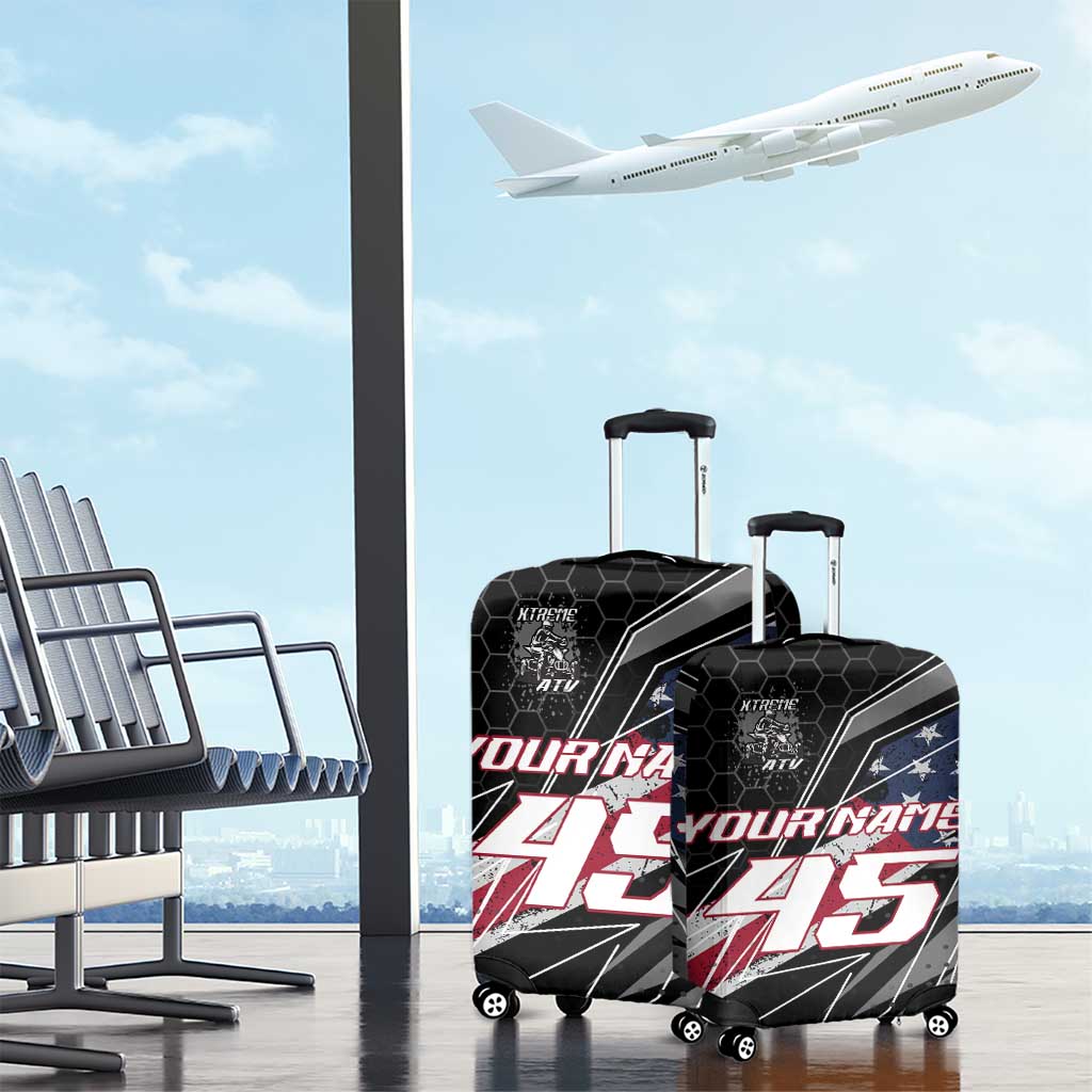 Custom Bike Shirt Racing Motocross Luggage Cover American Flag and Black Hexagon Lightning Graphic Design - Wonder Print Shop