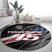 Custom Bike Shirt Racing Motocross Round Carpet American Flag and Black Hexagon Lightning Graphic Design - Wonder Print Shop