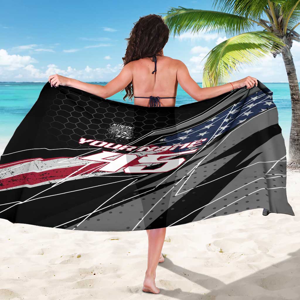 Custom Bike Shirt Racing Motocross Sarong American Flag and Black Hexagon Lightning Graphic Design - Wonder Print Shop