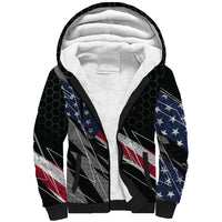 Custom Bike Shirt Racing Motocross Sherpa Hoodie American Flag and Black Hexagon Lightning Graphic Design - Wonder Print Shop