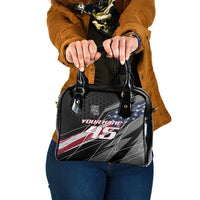 Custom Bike Shirt Racing Motocross Shoulder Handbag American Flag and Black Hexagon Lightning Graphic Design - Wonder Print Shop