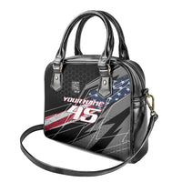 Custom Bike Shirt Racing Motocross Shoulder Handbag American Flag and Black Hexagon Lightning Graphic Design - Wonder Print Shop