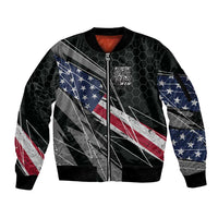 Custom Bike Shirt Racing Motocross Sleeve Zip Bomber Jacket American Flag and Black Hexagon Lightning Graphic Design - Wonder Print Shop