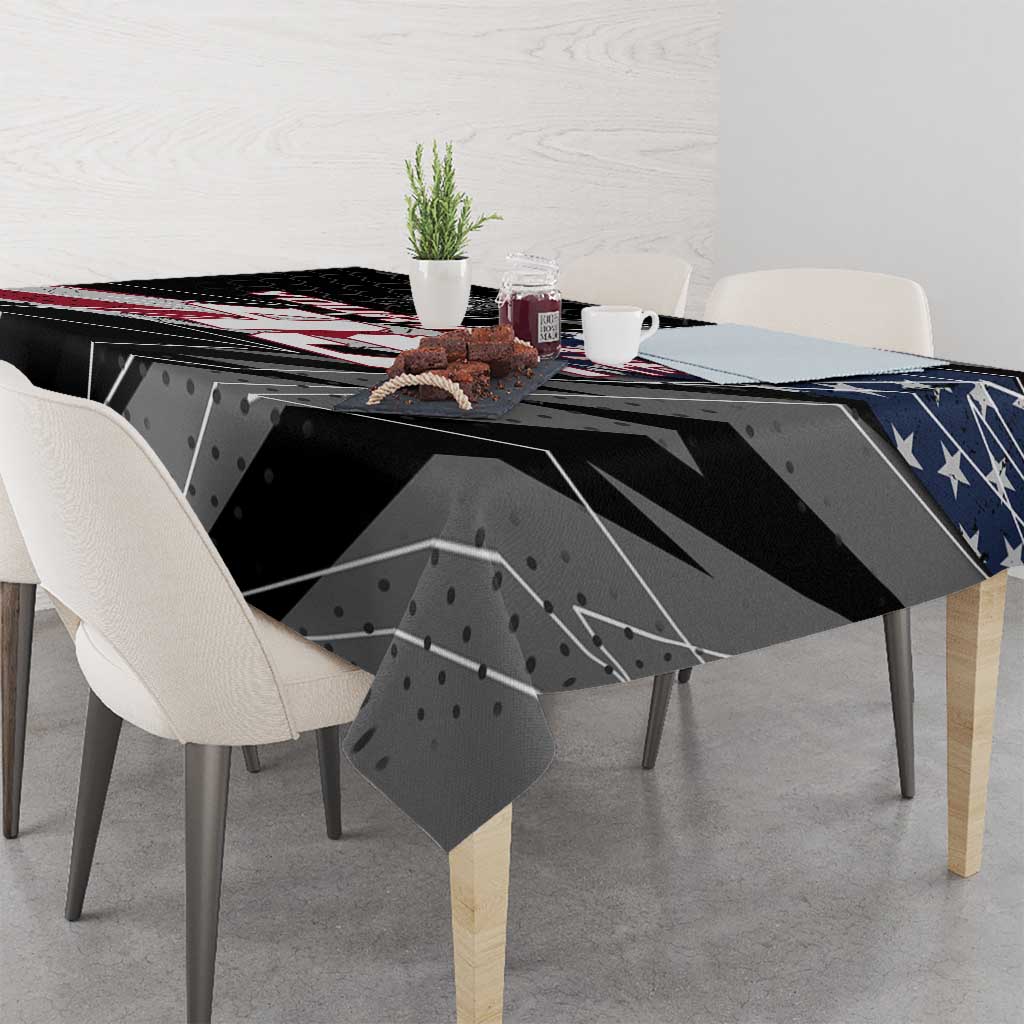 Custom Bike Shirt Racing Motocross Tablecloth American Flag and Black Hexagon Lightning Graphic Design - Wonder Print Shop