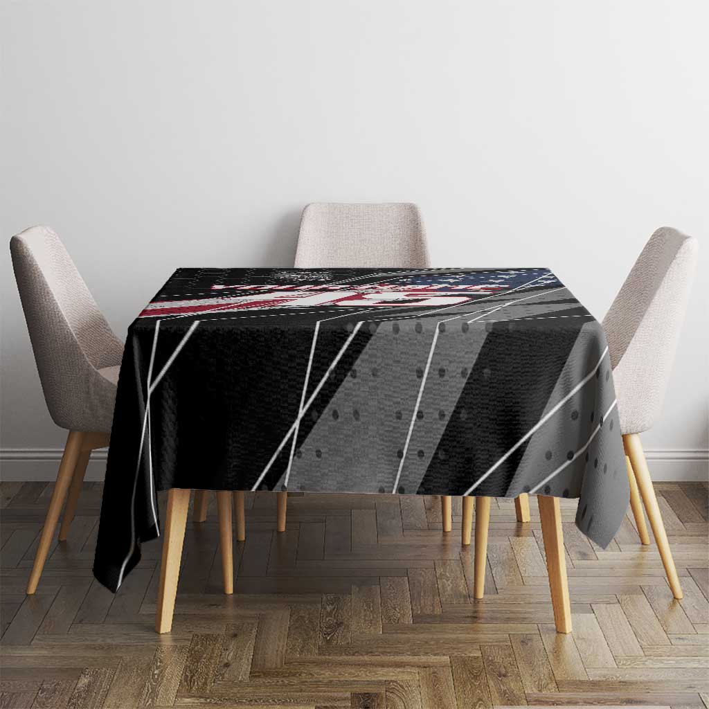 Custom Bike Shirt Racing Motocross Tablecloth American Flag and Black Hexagon Lightning Graphic Design - Wonder Print Shop