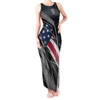 Custom Bike Shirt Racing Motocross Tank Maxi Dress American Flag and Black Hexagon Lightning Graphic Design - Wonder Print Shop