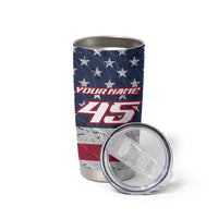 Custom Bike Shirt Racing Motocross Tumbler Cup American Flag and Black Hexagon Lightning Graphic Design - Wonder Print Shop