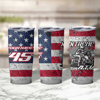 Custom Bike Shirt Racing Motocross Tumbler Cup American Flag and Black Hexagon Lightning Graphic Design - Wonder Print Shop