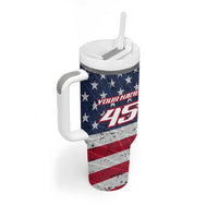 Custom Bike Shirt Racing Motocross Tumbler With Handle American Flag and Black Hexagon Lightning Graphic Design - Wonder Print Shop