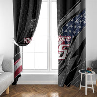 Custom Bike Shirt Racing Motocross Window Curtain American Flag and Black Hexagon Lightning Graphic Design - Wonder Print Shop