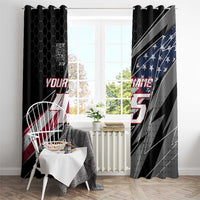 Custom Bike Shirt Racing Motocross Window Curtain American Flag and Black Hexagon Lightning Graphic Design - Wonder Print Shop