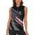 Custom Bike Shirt Racing Motocross Women Sleeveless Polo Shirt American Flag and Black Hexagon Lightning Graphic Design - Wonder Print Shop
