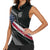 Custom Bike Shirt Racing Motocross Women Sleeveless Polo Shirt American Flag and Black Hexagon Lightning Graphic Design - Wonder Print Shop