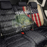 Custom Largemouth Bass Fishing Back Car Seat Cover American Flag and Bubble Texture Background - Wonder Print Shop