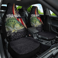 Custom Largemouth Bass Fishing Car Seat Cover American Flag and Bubble Texture Background - Wonder Print Shop