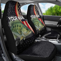 Custom Largemouth Bass Fishing Car Seat Cover American Flag and Bubble Texture Background - Wonder Print Shop