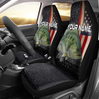 Custom Largemouth Bass Fishing Car Seat Cover American Flag and Bubble Texture Background - Wonder Print Shop