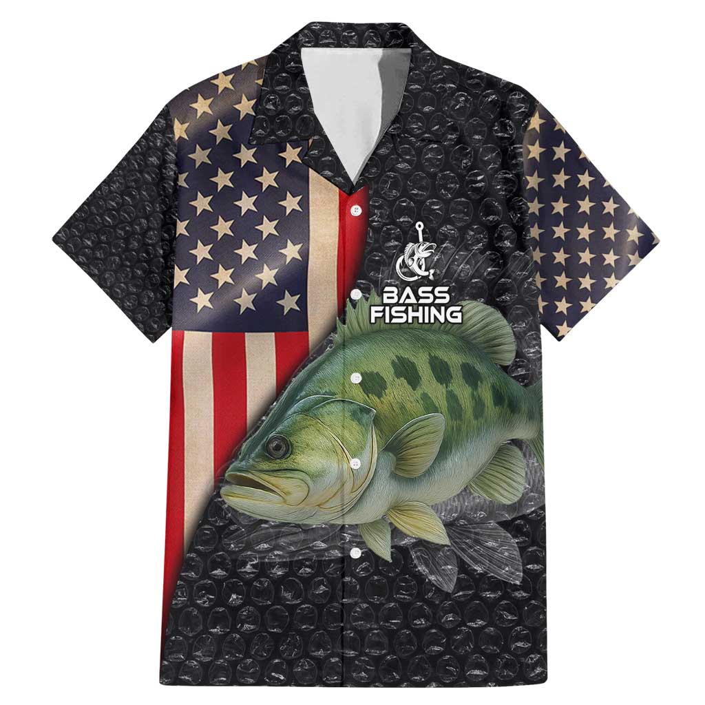 Custom Largemouth Bass Fishing Family Matching Mermaid Dress and Hawaiian Shirt American Flag and Bubble Texture Background - Wonder Print Shop