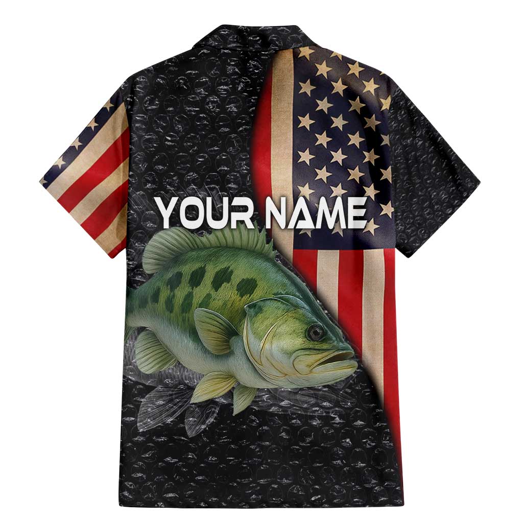 Custom Largemouth Bass Fishing Family Matching Mermaid Dress and Hawaiian Shirt American Flag and Bubble Texture Background - Wonder Print Shop