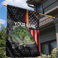 Custom Largemouth Bass Fishing Garden Flag American Flag and Bubble Texture Background - Wonder Print Shop