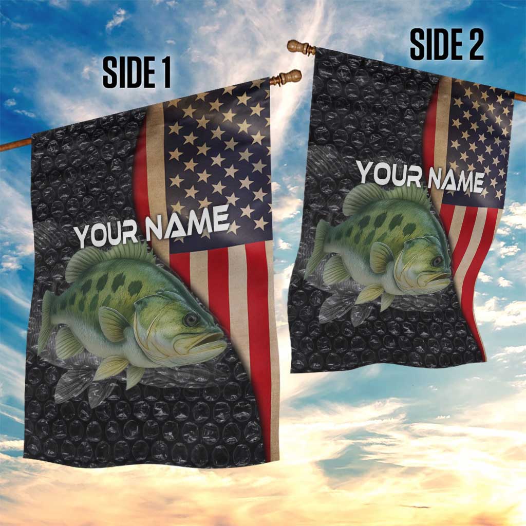 Custom Largemouth Bass Fishing Garden Flag American Flag and Bubble Texture Background - Wonder Print Shop