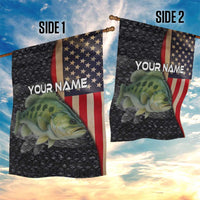 Custom Largemouth Bass Fishing Garden Flag American Flag and Bubble Texture Background - Wonder Print Shop