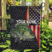 Custom Largemouth Bass Fishing Garden Flag American Flag and Bubble Texture Background - Wonder Print Shop