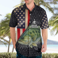 Custom Largemouth Bass Fishing Hawaiian Shirt American Flag and Bubble Texture Background - Wonder Print Shop