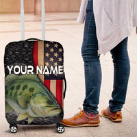 Custom Largemouth Bass Fishing Luggage Cover American Flag and Bubble Texture Background - Wonder Print Shop