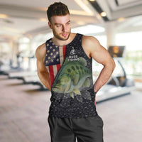 Custom Largemouth Bass Fishing Men Tank Top American Flag and Bubble Texture Background - Wonder Print Shop