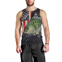 Custom Largemouth Bass Fishing Men Tank Top American Flag and Bubble Texture Background - Wonder Print Shop