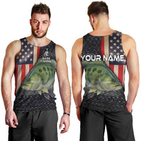 Custom Largemouth Bass Fishing Men Tank Top American Flag and Bubble Texture Background - Wonder Print Shop